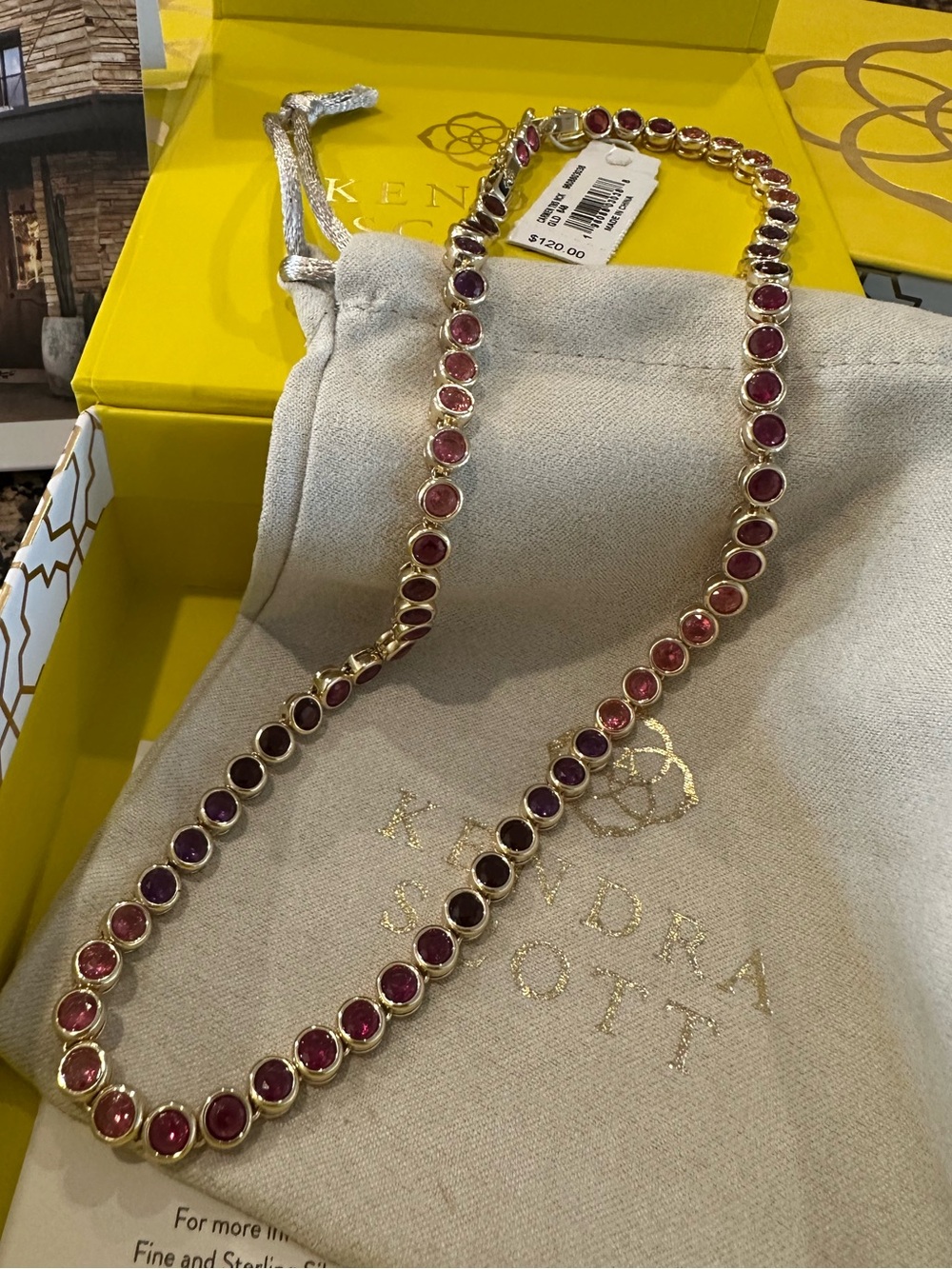 KENDRA SCOTT Carmen Tennis Necklace Gold - Ruby Mix